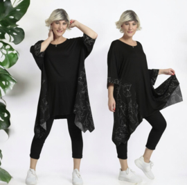AKH oversized viscose A-lijn tuniek  apart stretch zwart