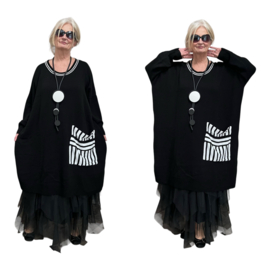 AKH oversized gebreide tuniek/jurk  apart stretch