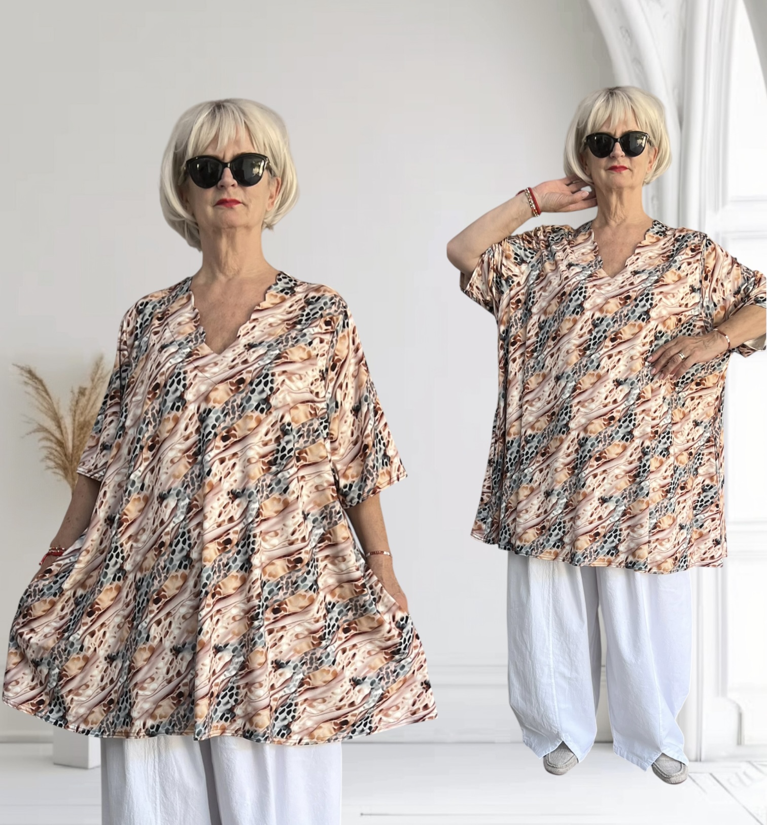 Naveed  oversized viscose jersey A-lijn jurk stretch