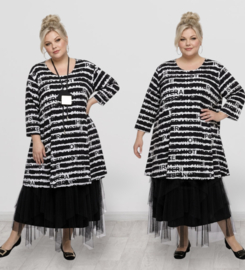 New Jersey oversized viscose A-lijn jurk/tuniek / stretch/zwart/wit