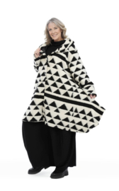 AKH oversized wollen A-lijn winterjas/mantel  gevoerd