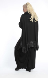 AKH oversized viscose A-lijn blazer/vest met rits  zwart stretch