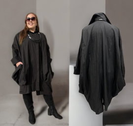 Vincenzo Allocca  oversized katoen A-lijn blazer/jas met knopsluiting /zwart