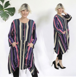 AKH oversized viscose A-lijn blazer/vest/tuniek met  zakken apart
