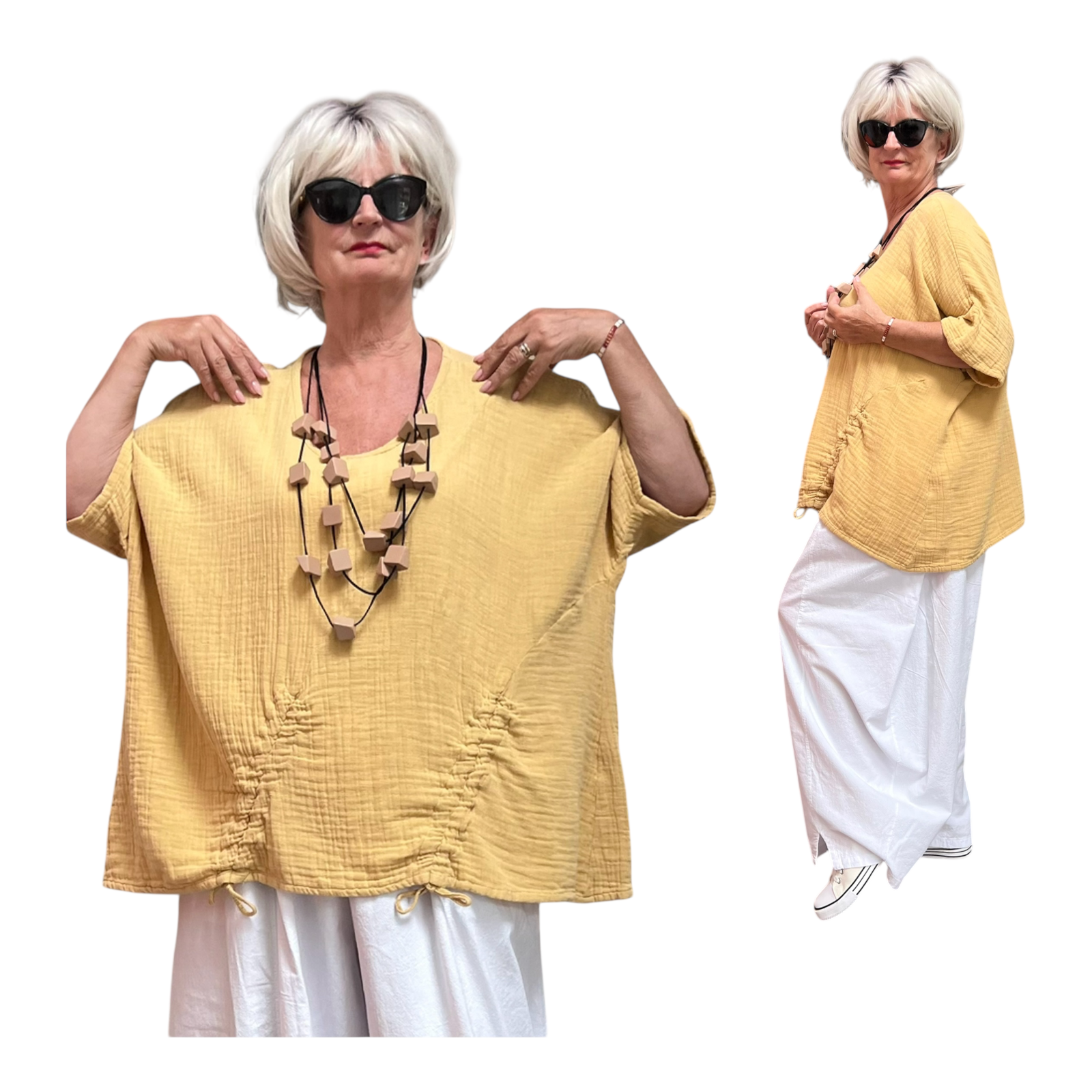 KEKOO design oversized katoen/linnen  mousseline top