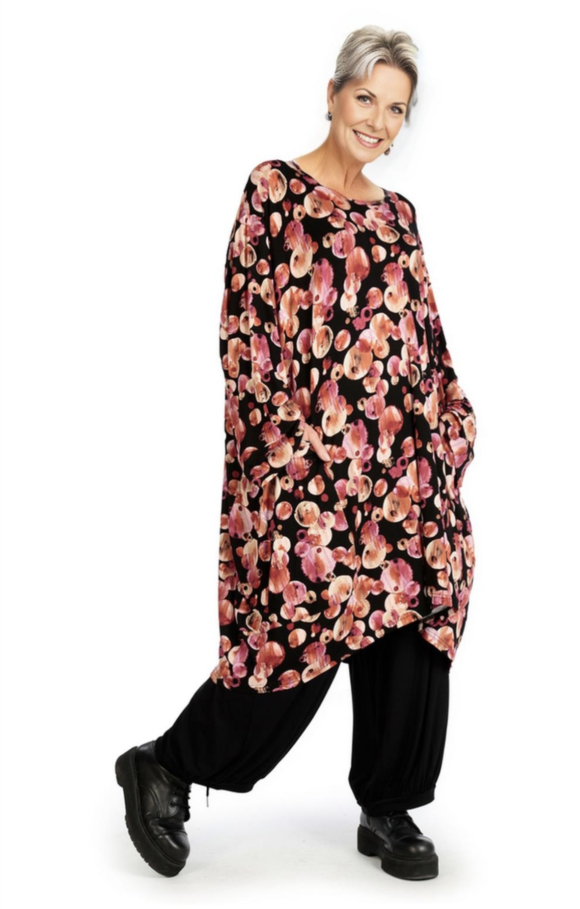 AKH oversized viscose tricot A-lijn tuniek  apart stretch