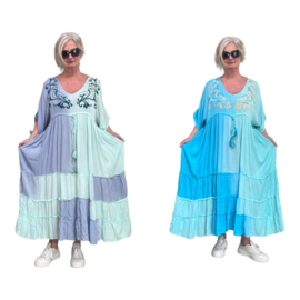 ITALIA oversized viscose geborduurde A-lijn BOHO jurk/in meerdere kleuren