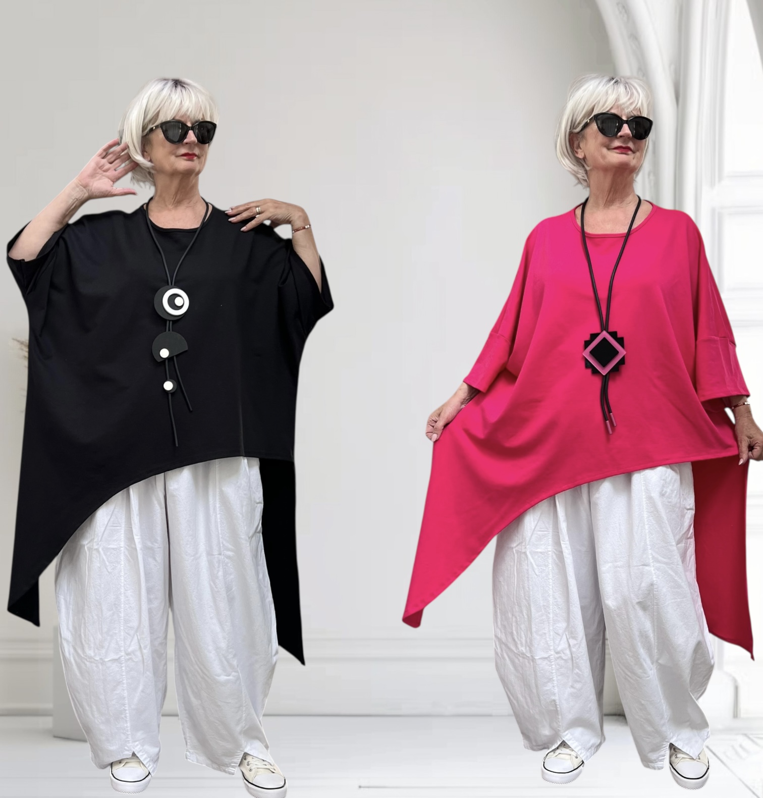 ITALIA MODA oversized katoen A-lijn tuniek stretch/in meerdere kleuren