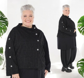 AKH viscose winter blazer jacquardkwaliteit zwart/stretch