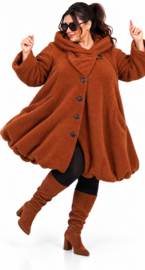 New Jersey bouclé wol A-lijn jas/mantel met capuchon /gevoerd stretch