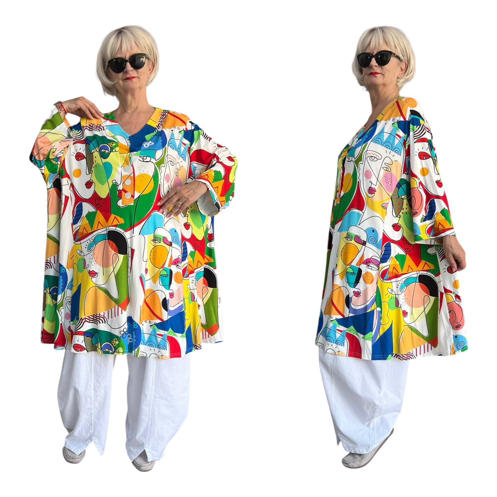New Jersey oversized viscose A-lijn jurk/tuniek /extra wijd/ stretch