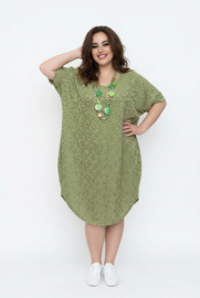 AKH oversized viscose mix jurk/tuniek met zakken apart stretch