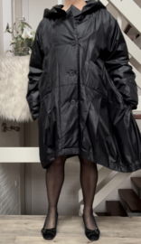 SINNE design.. A-lijn waterbestendig gewatteerde winter jas zwart