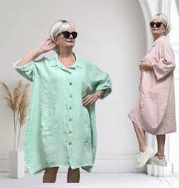 Moonshine linnen A-lijn jurk/hemd/tuniek met knoopsluiting  apart/in meerdere kleuren