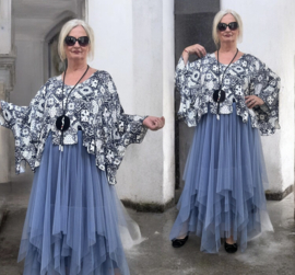 Naveed  oversized viscose jersey top/stretch donkerblauw