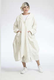 AKH viscose A-lijn zomer jas  stretch ecru/zwart