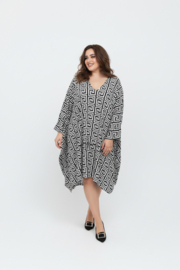 ITALIA  MODA  viscose wijde jurk apart zwart/wit