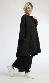AKH katoen A-lijn blazer/vest/ met knoopsluiting zwart