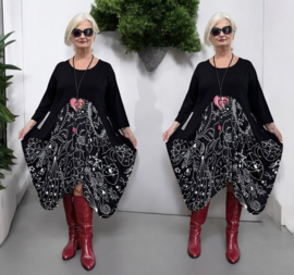 Vincenzo Allocca oversized katoen A-lijn jurk apart zwart stretch