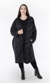 AKH oversized katoen mix jersey A-lijn blazer/vest apart stretch