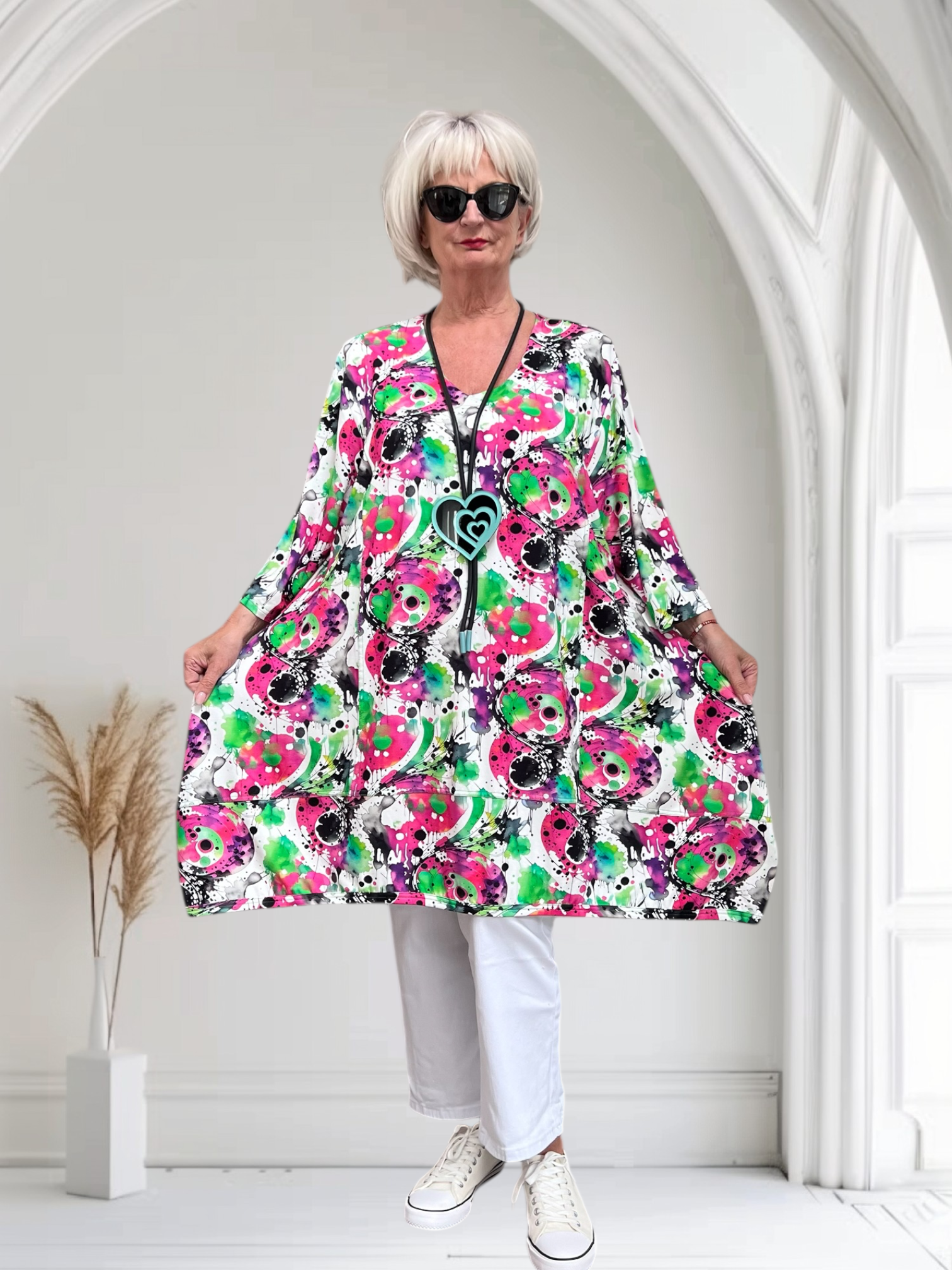 New Jersey oversized viscose A-lijn jurk/tuniek extra wijd/ stretch