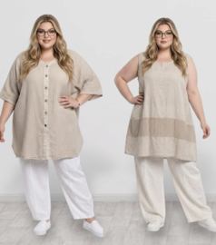 ITALIA MODA  linnen/katoen set  A-lijn blazer + tuniek/in meerdere kleuren