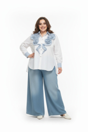 S.Woman oversized katoen blouse/hemd met bloemen