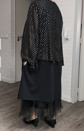 AKH oversized viscose A-lijn tuniek met tule stof stretch
