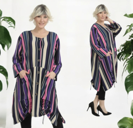 AKH oversized viscose A-lijn blazer/vest/tuniek met  zakken apart