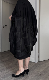 BLACK H-4 oversized chique viscose vest/tuniek apart zwart