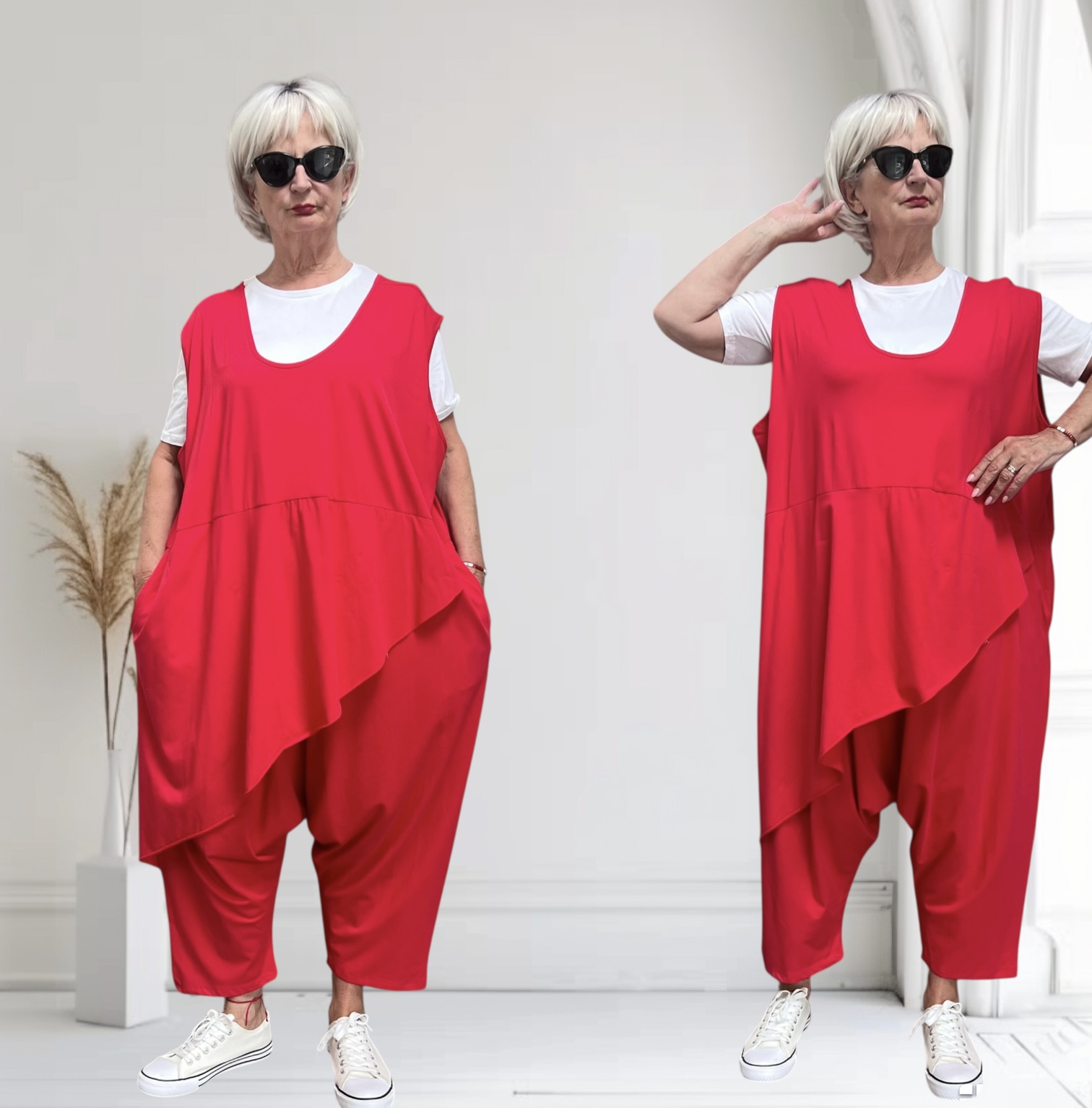 ITALIA katoen jumpsuit met zakken apart stretch /in meerdere kleuren