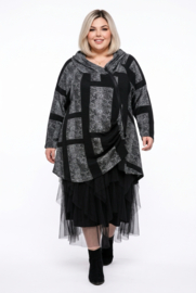 IZZY Style punta viscose A-lijn blazer/vest/jas grijs/zwart stretch