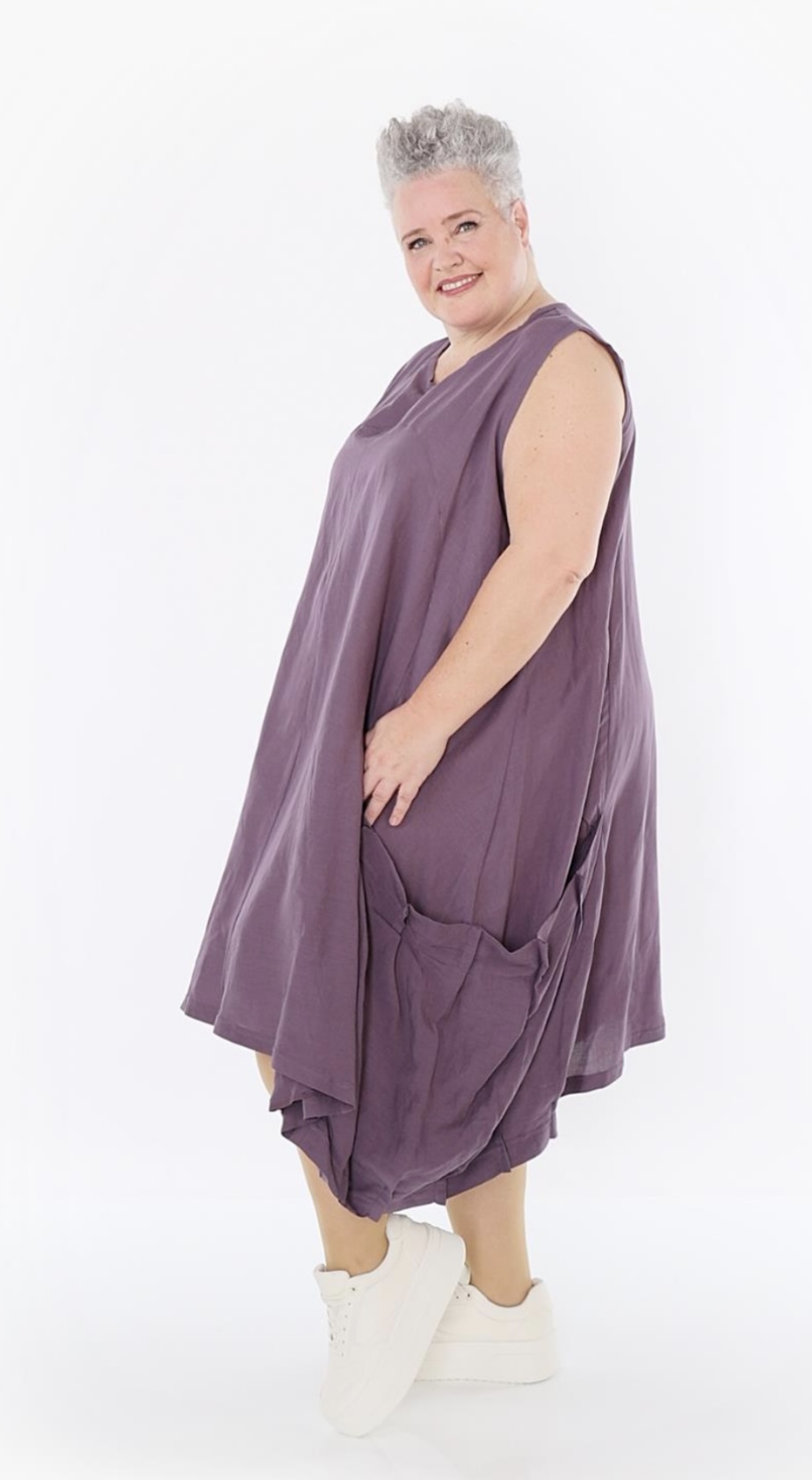 AKH oversized viscose/linnen  A-lijn jurk