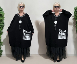 AKH oversized gebreide tuniek/jurk  apart stretch