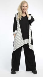 AKH oversized tricot katoen/viscose A-lijn tuniek apart stretch zwart/wit