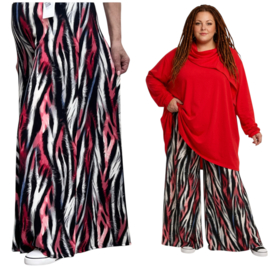 ITALY Mode jersey viscose  wijde broek apart /zeer rekbaar/zwart/grijs/rood
