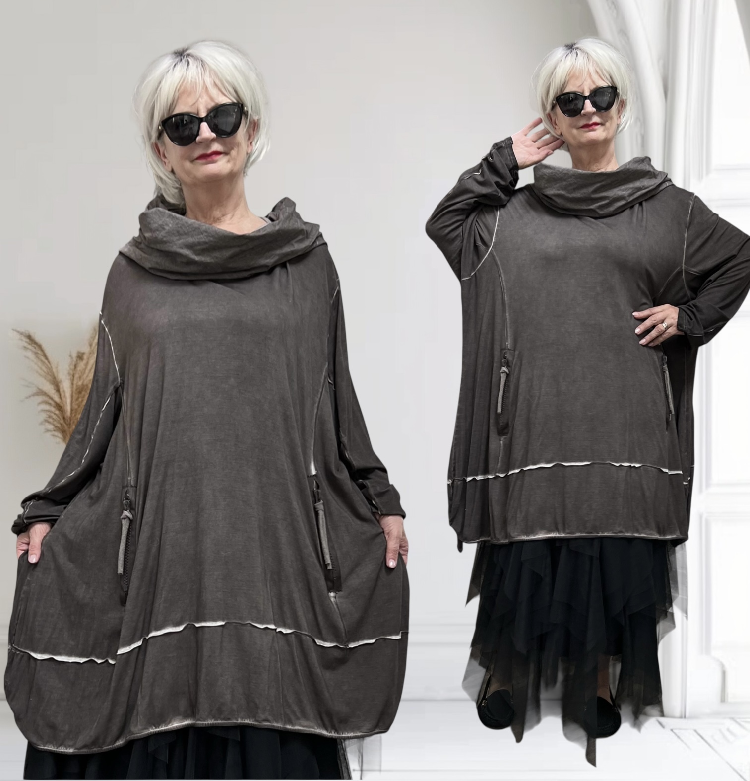 Zedd Plus de modieuze kleuring viscose A-lijn tuniek stretch