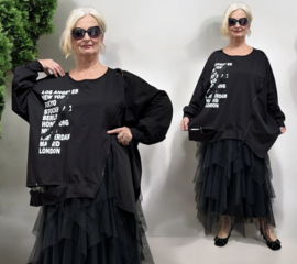 EU Queen oversized katoen A-lijn top/zwart stretch/apart/in meerdere kleuren
