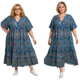 UNIDIVA viscose/zijde  A-lijn zomer jurk apart