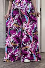 ITALY Mode jersey viscose  wijde broek apart /zeer rekbaar