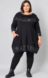 Vincenzo Allocca oversized katoen A-lijn tuniek met lakverf kraag /stretch/zwart