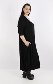 AKH jersey viscose ballon jurk apart stretch  zwart