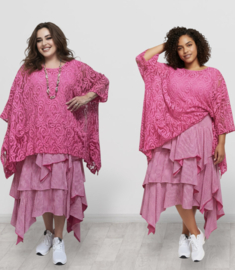 Moonshine oversized de modieuze kleuring  katoen KANTEN top apart stretch /in meerdere kleuren