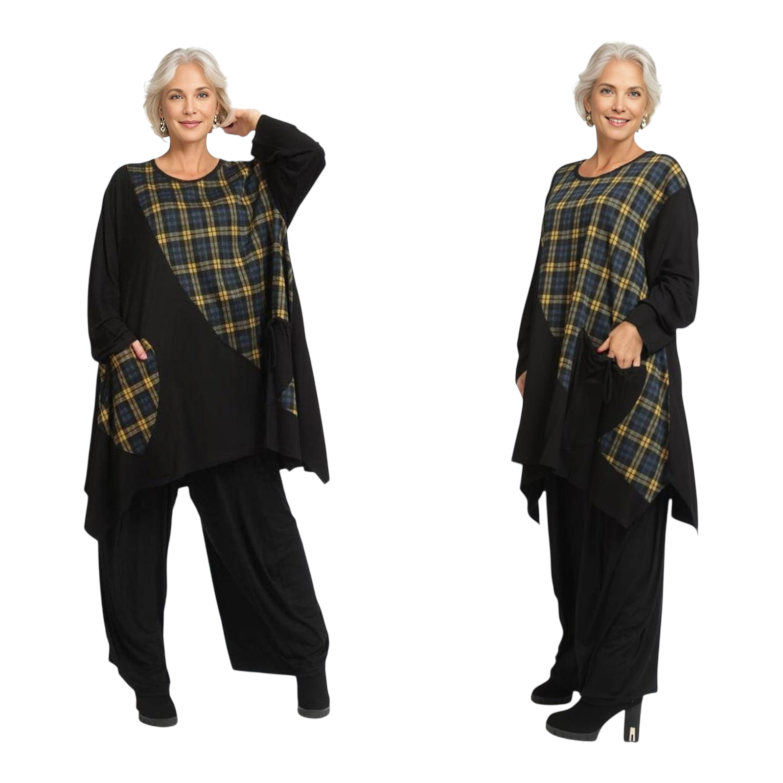 AKH oversized viscose jersey A-lijn tuniek apart stretch zwart