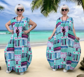 AKH oversized chique viscose  A-lijn  jurk apart/niet doorschijnend