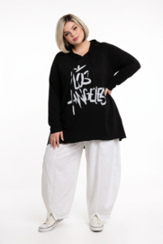 ITALIA oversized katoen tuniek/top  stretch zwart