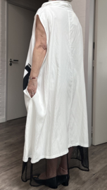 Zedd Plus viscose A-lijn jurk met zakken /wit/zwart