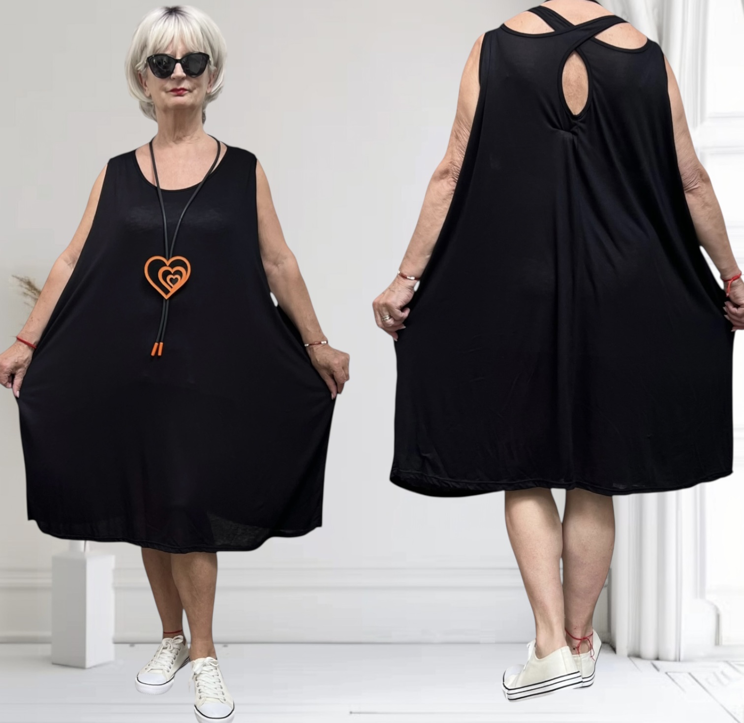 ITALIA viscose A-lijn zomer jurk apart stretch