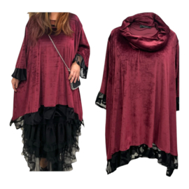 Vincenzo Allocca oversized katoen A-lijn fluwelen tuniek met colsjaal apart stretch