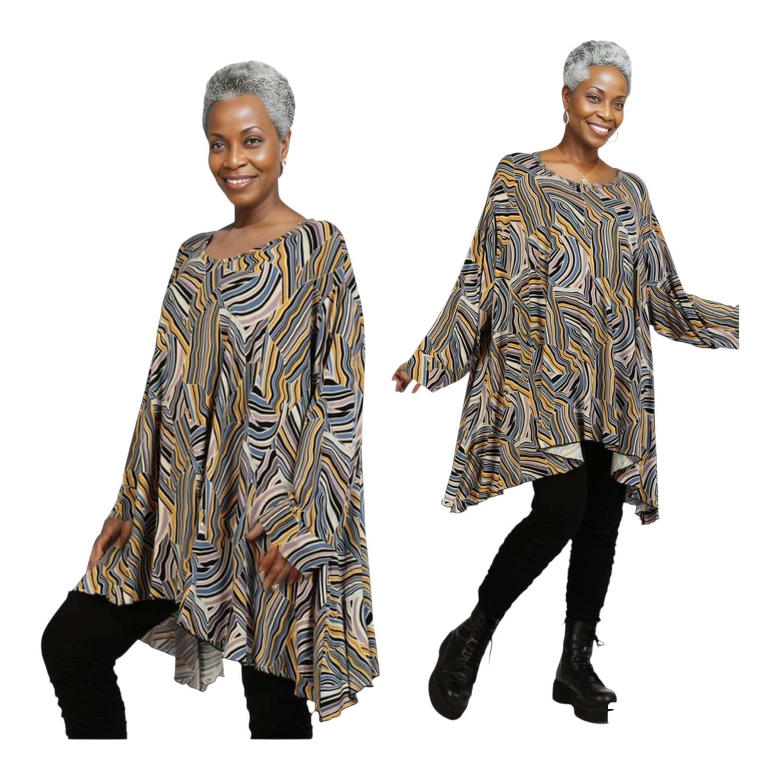 AKH oversized viscose tricot A-lijn tuniek  apart stretch